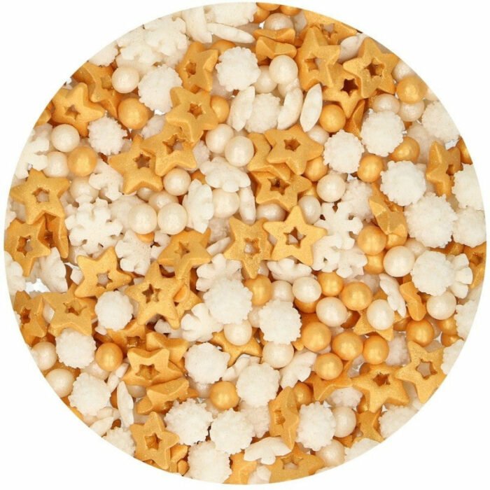 Κας κας χιονονιφάδα αστέρι λευκό και χρυσό mix (50gr)