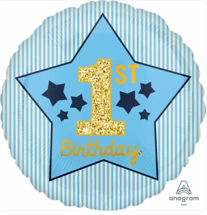 1st birthday boy μπλε & χρυσό foil balloon