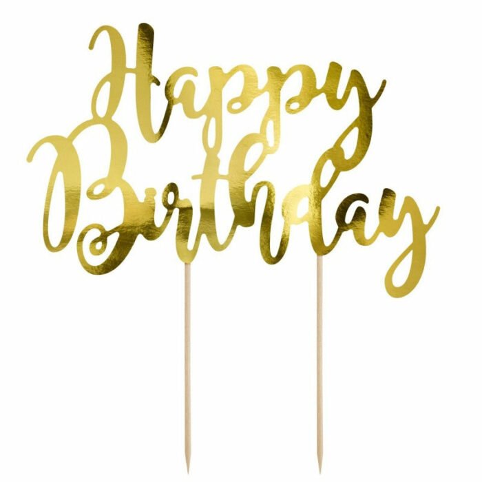 Επιγραφή “happy birthday” χρυσό 20x12cm
