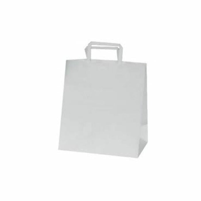 Σακούλα - Τσάντα Λευκή Με Πλακέ Λαβή (32x23x10cm)