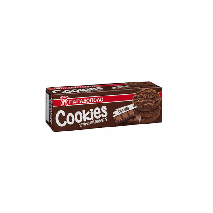 Μπισκότα Cookies Παπαδοπούλου Με κομμάτια Σοκολάτας (180gr)