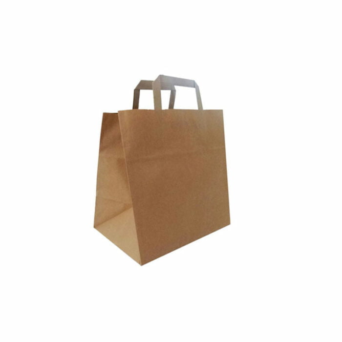 Σακούλα – Τσάντα Καφέ Με Πλακέ Λαβή (32x23x10cm)