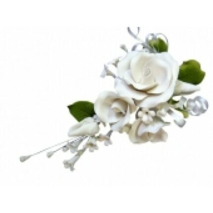 Ζαχαρωτά Σύνθεση Με Λευκά Τριαντάφυλλα    x3 19cm