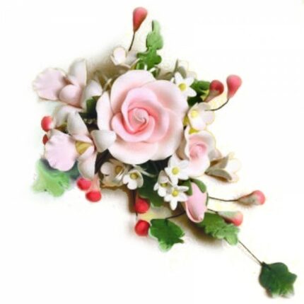 Ζαχαρωτά Σύνθεση Με Ροζ Τριαντάφυλλα    x3 23cm