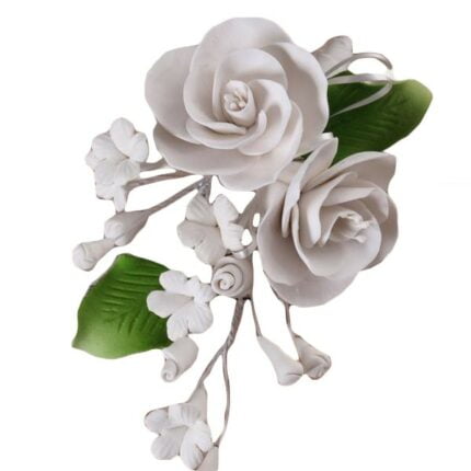 Ζαχαρωτά Σύνθεση Με Λευκά Άγρια Τριαντάφυλλα    x9 15cm