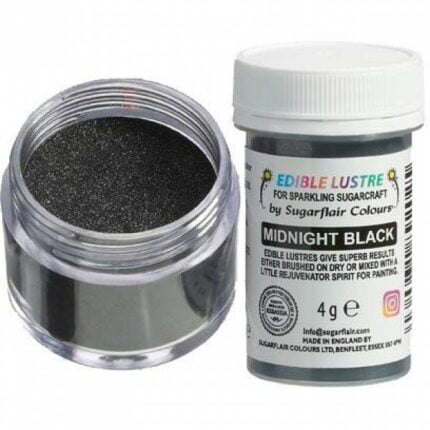 Σκόνη Χρώμα Sugarflair Μεταλλικό Μαύρο (Midnight Black) 4g