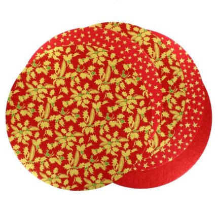 Δίσκος Στρογγυλός 0.3cm Κόκκινα Μοτίβα (5 σχέδια) 25cm x5