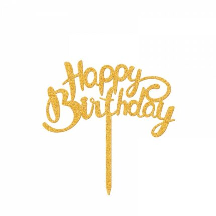 Πικ Επιγραφή "Happy Birthday" Χρυσή 142x145mm