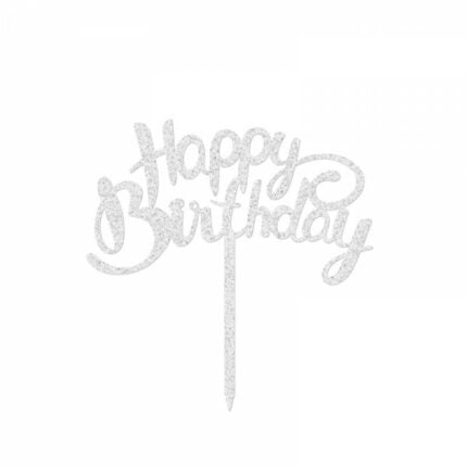 Πικ Επιγραφή "Happy Birthday" Ασημί 142x145mm