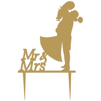 Mr & Mrs 3 Χρυσό Διακοσμητικό Plexiglass Topper