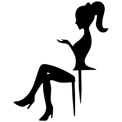 Καθιστή Σιλουέτα Κοπέλας σε 2 τεμ. Μαύρο Διακοσμητικό Plexiglass Topper για Τούρτες