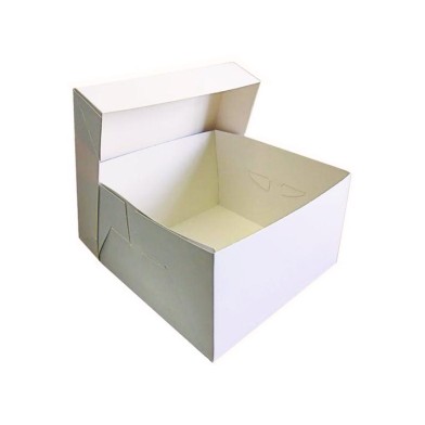 Λευκό παραλληλόγραμμο κουτί μεταφοράς τούρτας 50x40xY15