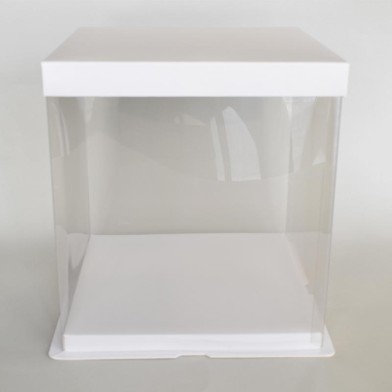 Τετράγωνο Διαφανές κουτί με λευκό πάτο και καπάκι - Πλευρά 21