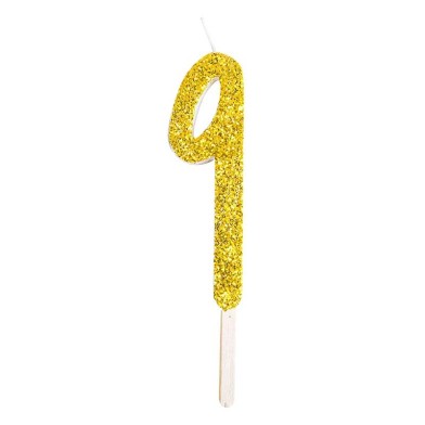 Χρυσό Κεράκι-Αριθμός με Glitter PME No.9
